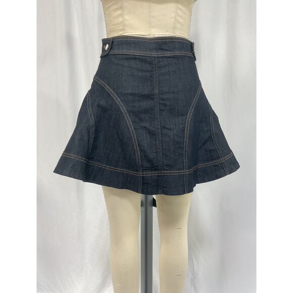 Pilcro Sculpted Denim Blue Cotton Mini Skirt Size 6 - Picture 3 of 5